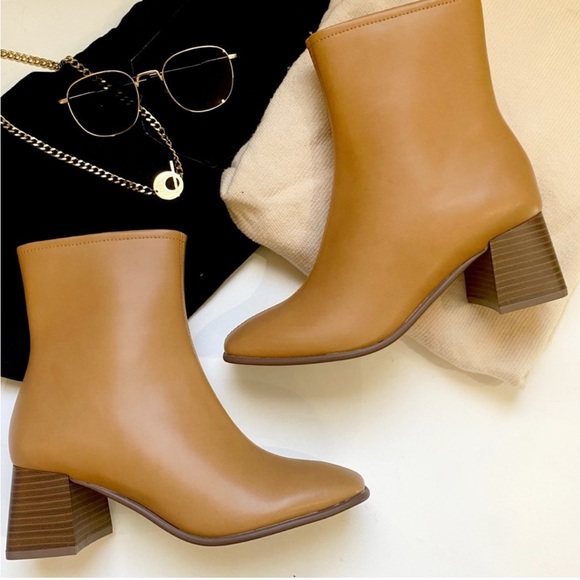 Delicious Camel Ankle Booties - Picture 1 of 6